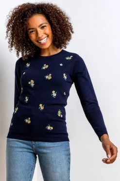 Roman Blue Floral Embroidered Crew Neck Jumper 10 Roman Blue Floral Embroidered Crew Neck Jumper -Roman Sales Shop unnamed file 9218
