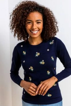 Roman Blue Floral Embroidered Crew Neck Jumper 12 Roman Blue Floral Embroidered Crew Neck Jumper -Roman Sales Shop unnamed file 9220