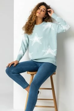 Roman Green Star Print Fluffy Jumper 8 Roman Green Star Print Fluffy Jumper -Roman Sales Shop unnamed file 9223
