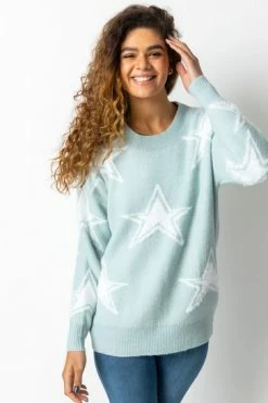Roman Green Star Print Fluffy Jumper 10 Roman Green Star Print Fluffy Jumper -Roman Sales Shop unnamed file 9225