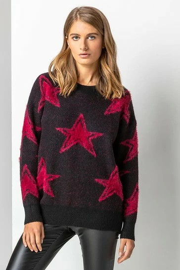 Roman Green Star Print Fluffy Jumper 7 Roman Green Star Print Fluffy Jumper - Image 5