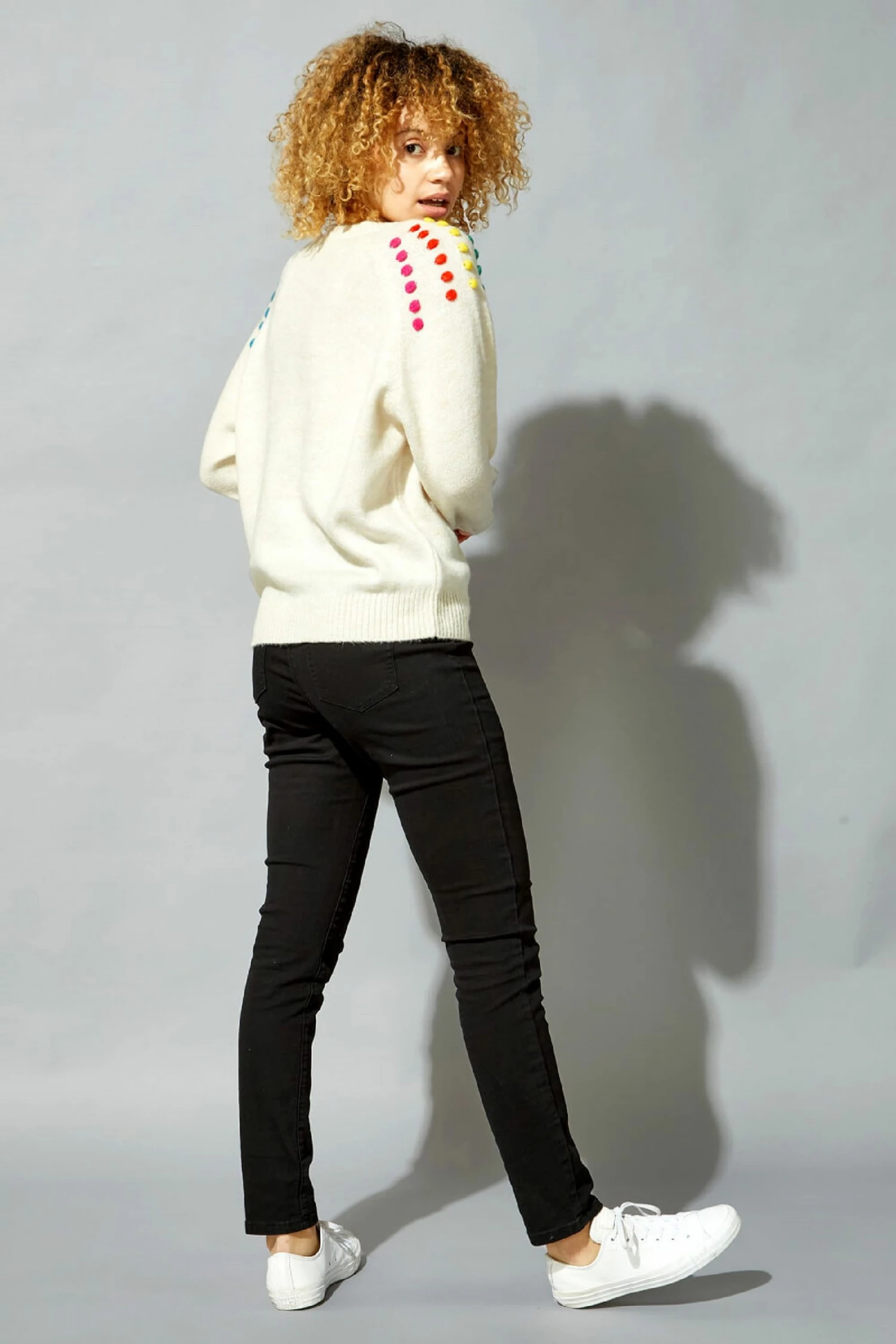 Roman White Long Sleeve Bobble Jumper 4 Roman White Long Sleeve Bobble Jumper - Image 2