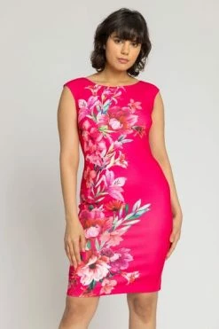 Roman Pink Floral Border Print Scuba Shift Dress 12 Roman Pink Floral Border Print Scuba Shift Dress -Roman Sales Shop unnamed file 924