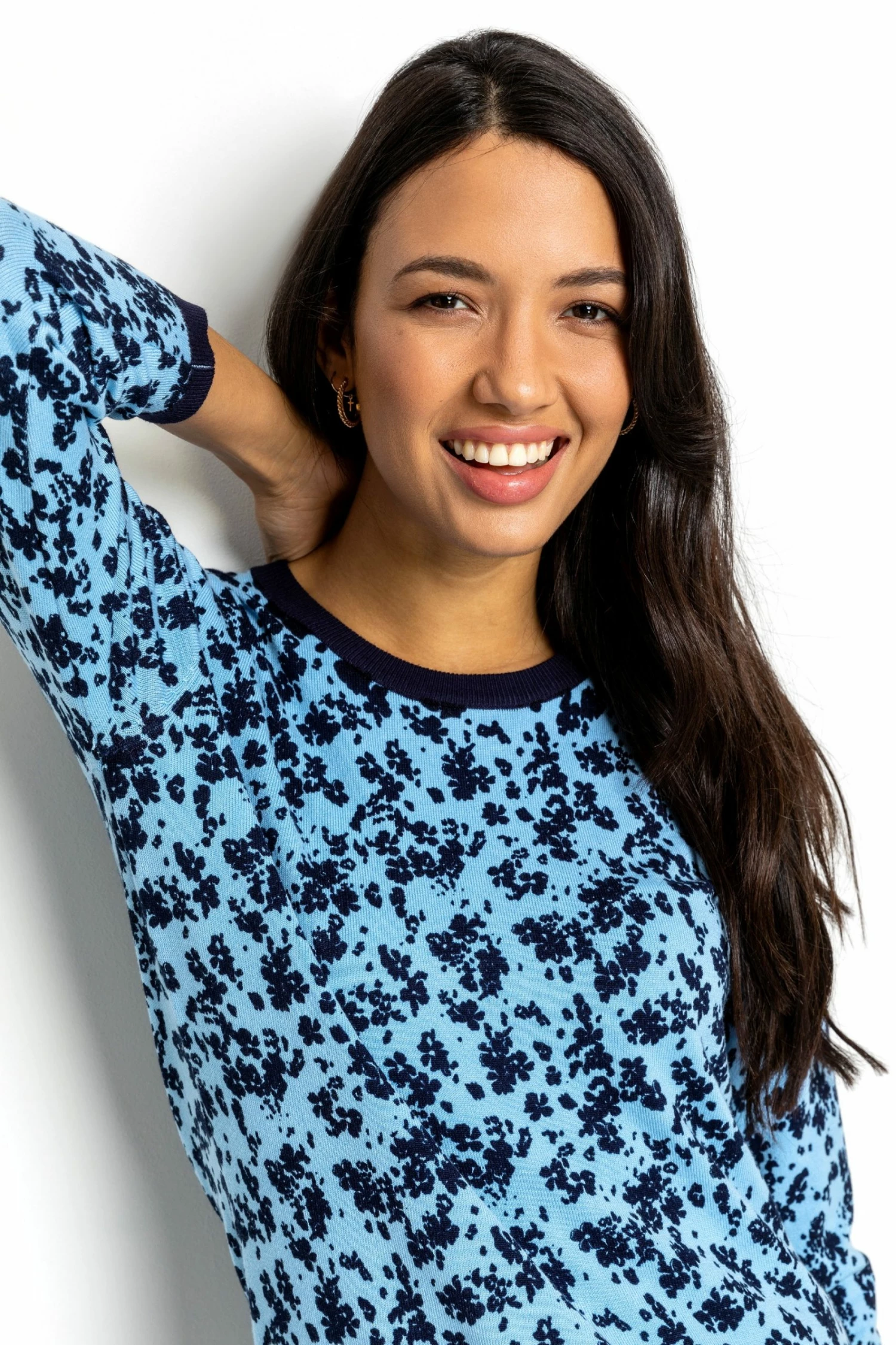 Roman Blue Contrast Floral Print Jumper 6 Roman Blue Contrast Floral Print Jumper - Image 4