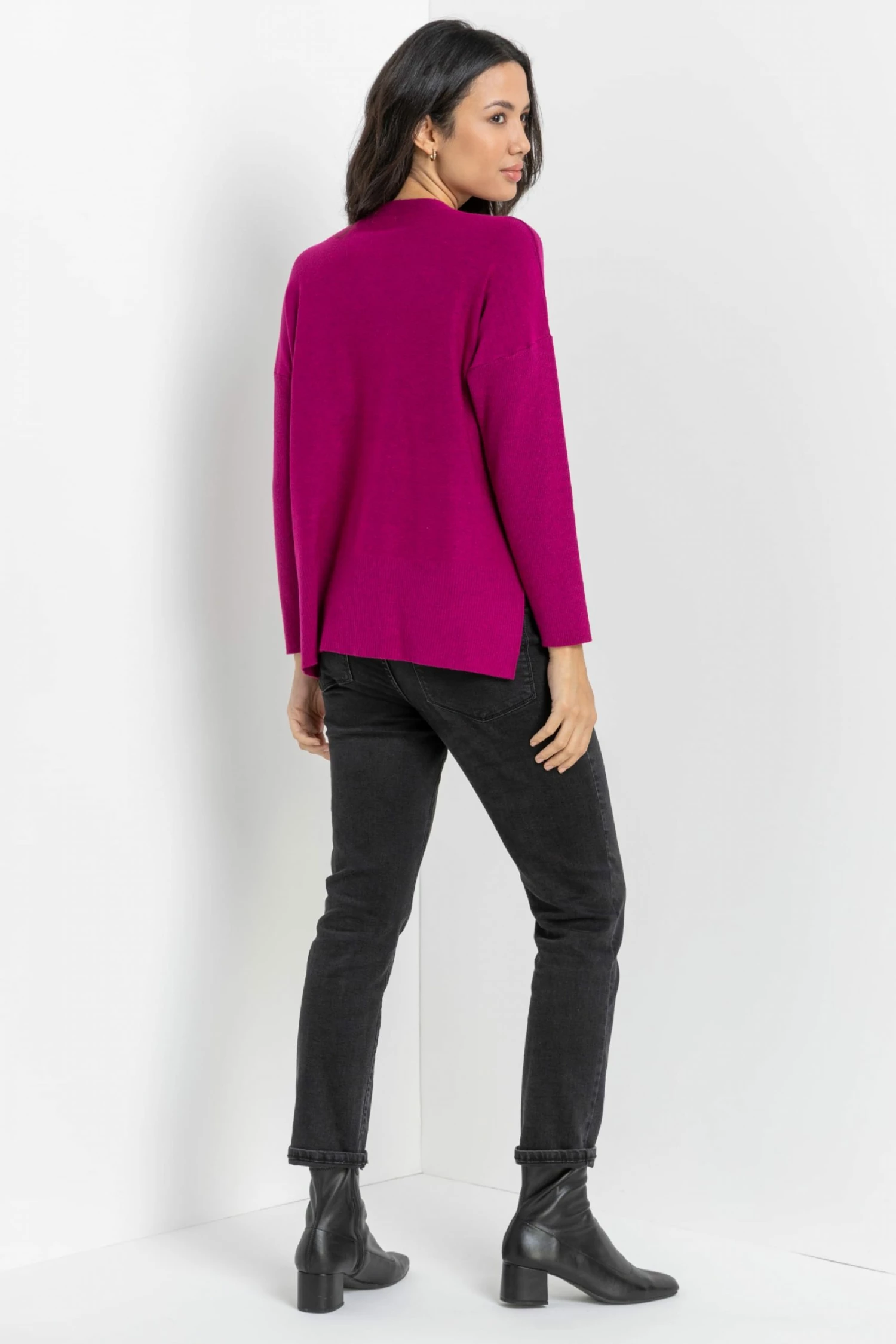 Roman Pink Funnel Neck Rib Jumper 4 Roman Pink Funnel Neck Rib Jumper - Image 2
