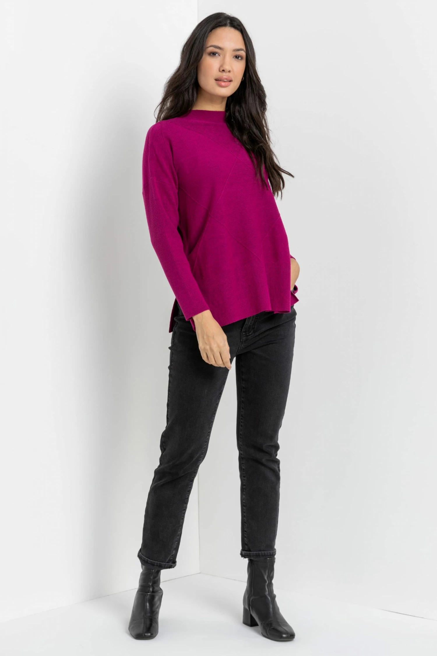 Roman Pink Funnel Neck Rib Jumper 5 Roman Pink Funnel Neck Rib Jumper - Image 3