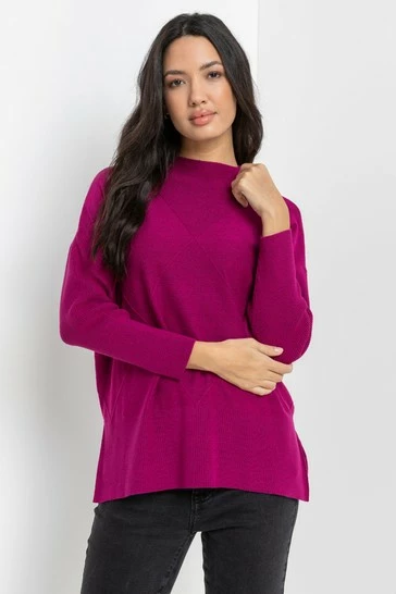 Roman Pink Funnel Neck Rib Jumper 7 Roman Pink Funnel Neck Rib Jumper - Image 5