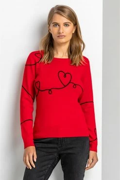 Roman Red Tape Heart Print Jumper