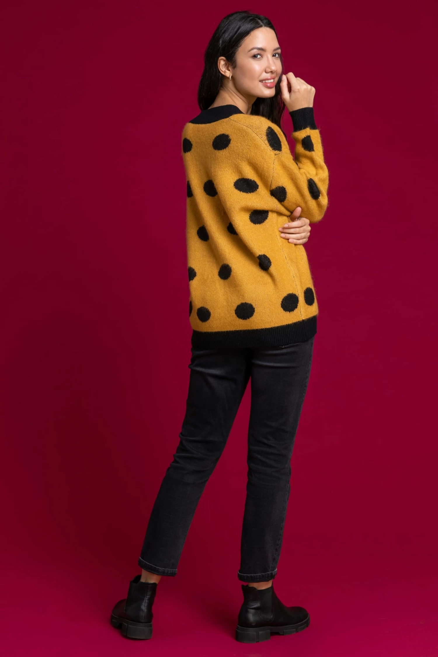 Roman Orange Spot Print Contrast Jumper 4 Roman Orange Spot Print Contrast Jumper - Image 2