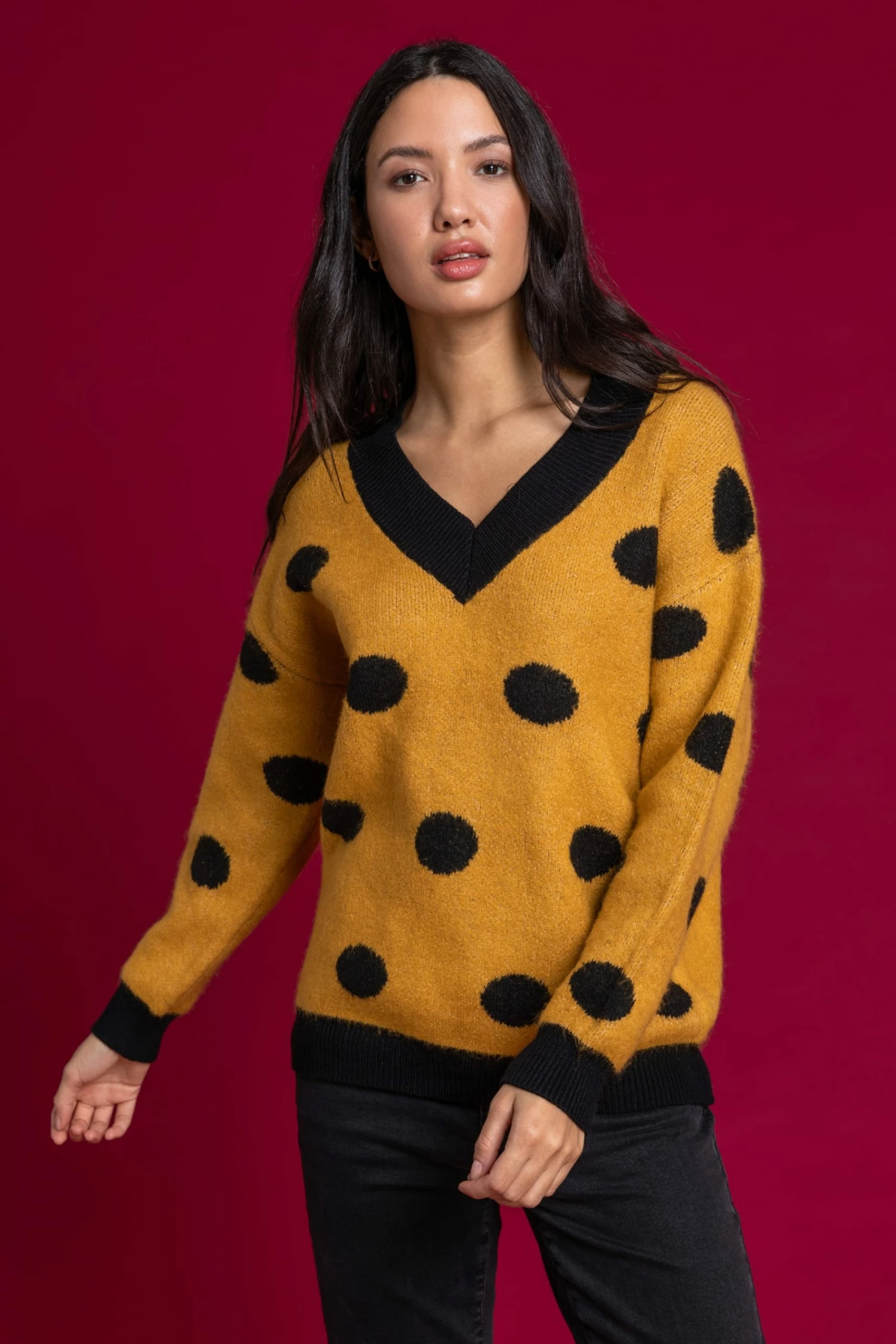 Roman Orange Spot Print Contrast Jumper 5 Roman Orange Spot Print Contrast Jumper - Image 3