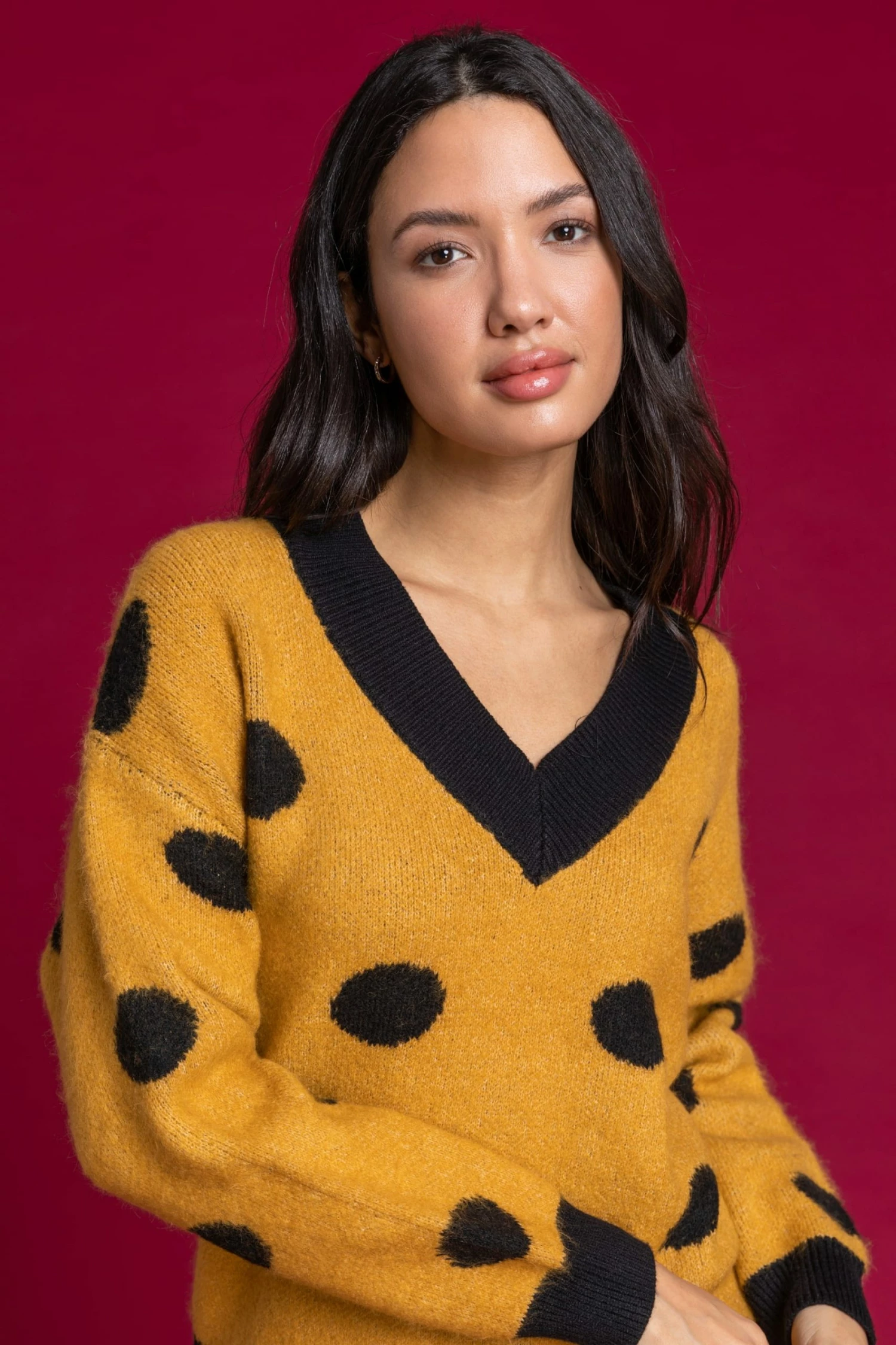 Roman Orange Spot Print Contrast Jumper 6 Roman Orange Spot Print Contrast Jumper - Image 4