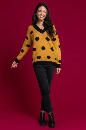 Roman Orange Spot Print Contrast Jumper 7 Roman Orange Spot Print Contrast Jumper - Image 5