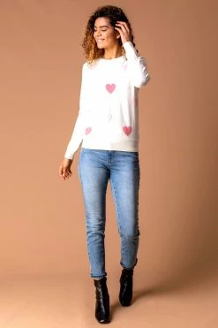 Roman White Heart Print Crew Neck Jumper 8 Roman White Heart Print Crew Neck Jumper -Roman Sales Shop unnamed file 9286