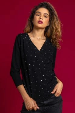 Roman Black Sparkle Embellished Wrap Jumper 11 Roman Black Sparkle Embellished Wrap Jumper -Roman Sales Shop unnamed file 9298