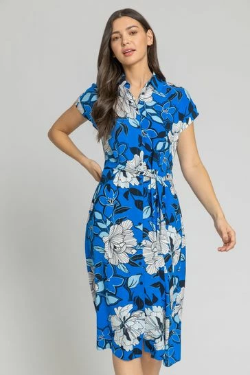 Roman Green Floral Print Belted Shirt Dress 8 Roman Green Floral Print Belted Shirt Dress - Image 6