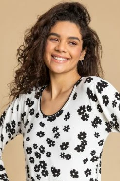 Roman White Floral Print Crew Neck Jumper -Roman Sales Shop unnamed file 9310