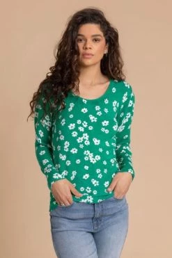 Roman White Floral Print Crew Neck Jumper -Roman Sales Shop unnamed file 9312