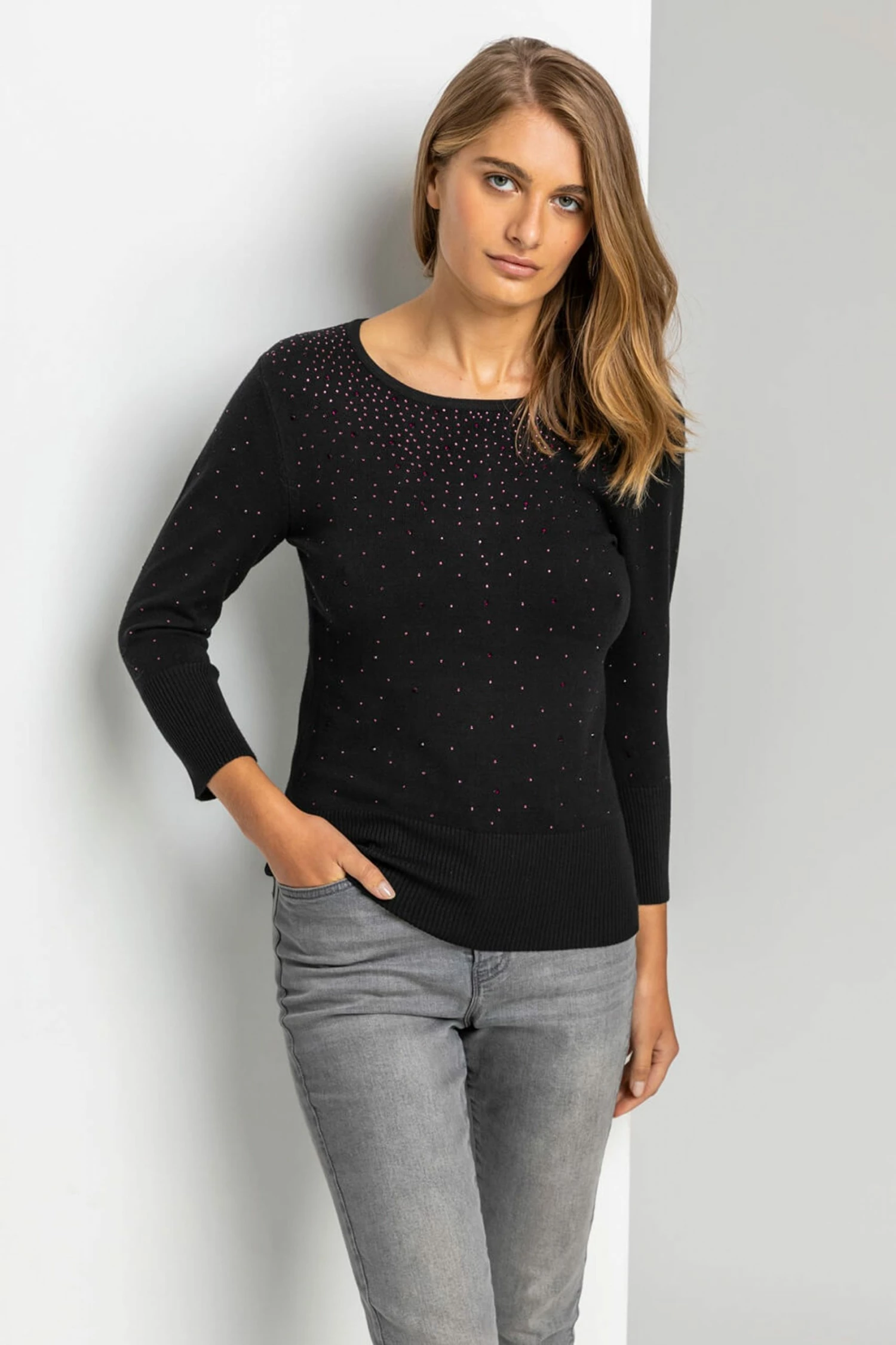 Roman Black Diamante Studded Jumper 5 Roman Black Diamante Studded Jumper - Image 3