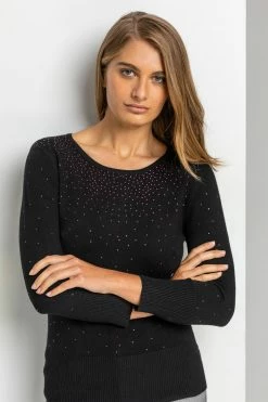 Roman Black Diamante Studded Jumper 10 Roman Black Diamante Studded Jumper -Roman Sales Shop unnamed file 9317