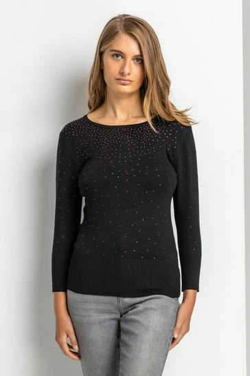 Roman Black Diamante Studded Jumper 7 Roman Black Diamante Studded Jumper - Image 5