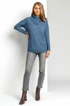 Roman Blue Textured Cowl Neck Button Jumper 9 Roman Blue Textured Cowl Neck Button Jumper -Roman Sales Shop unnamed file 9327
