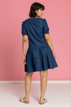Roman Blue Tiered Denim Puff Sleeve Dress 8 Roman Blue Tiered Denim Puff Sleeve Dress -Roman Sales Shop unnamed file 933