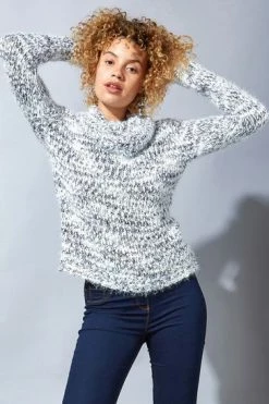 Roman Blue Originals Fluffy Yarn Cowl Neck Jumper -Roman Sales Shop unnamed file 9348