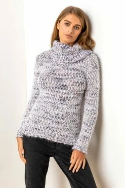 Roman Blue Originals Fluffy Yarn Cowl Neck Jumper -Roman Sales Shop unnamed file 9349