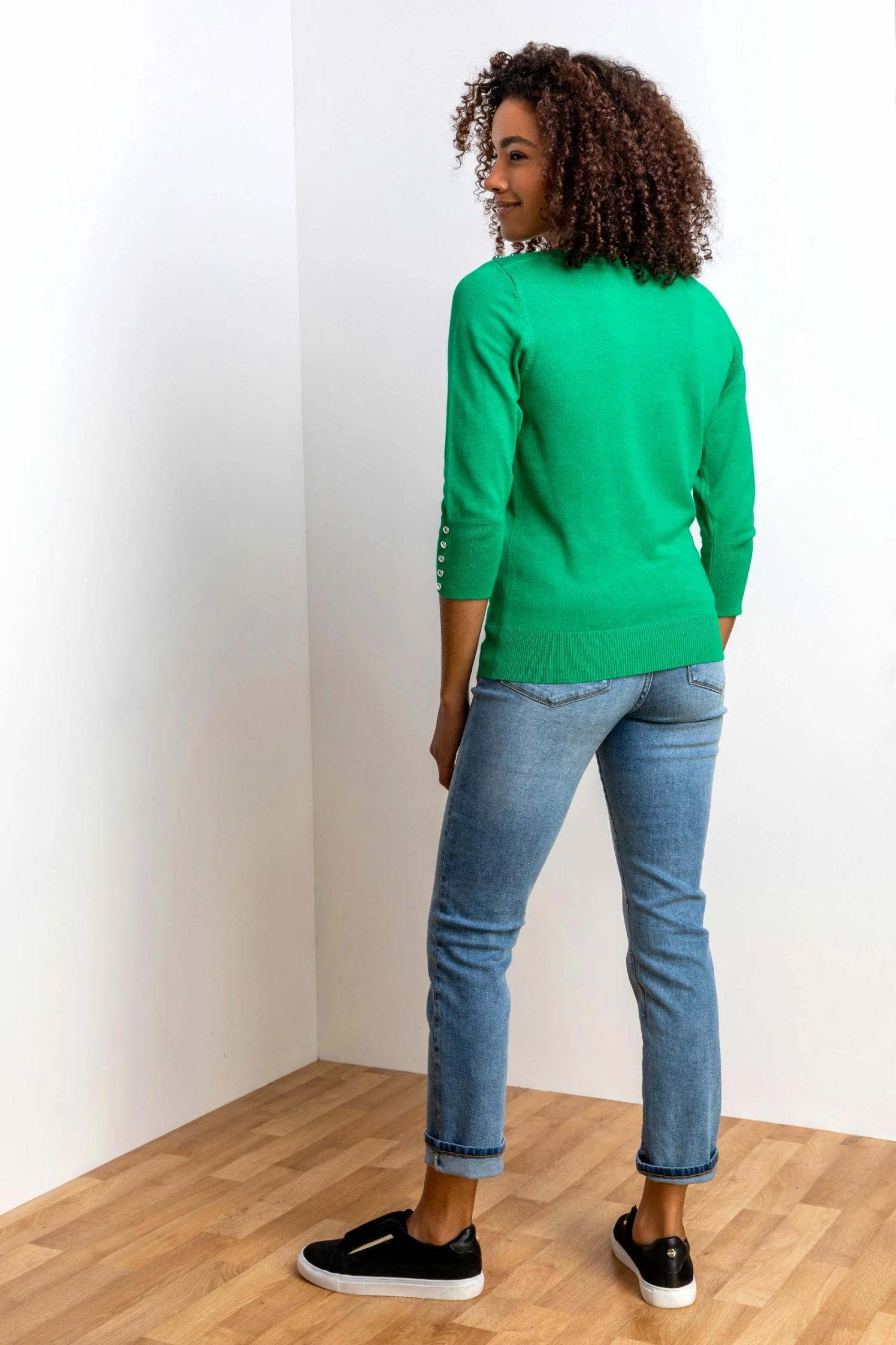 Roman Green Button Detail Slash Neck Jumper 6 Roman Green Button Detail Slash Neck Jumper - Image 4