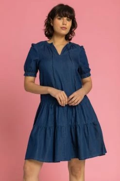 Roman Blue Tiered Denim Puff Sleeve Dress 11 Roman Blue Tiered Denim Puff Sleeve Dress -Roman Sales Shop unnamed file 936