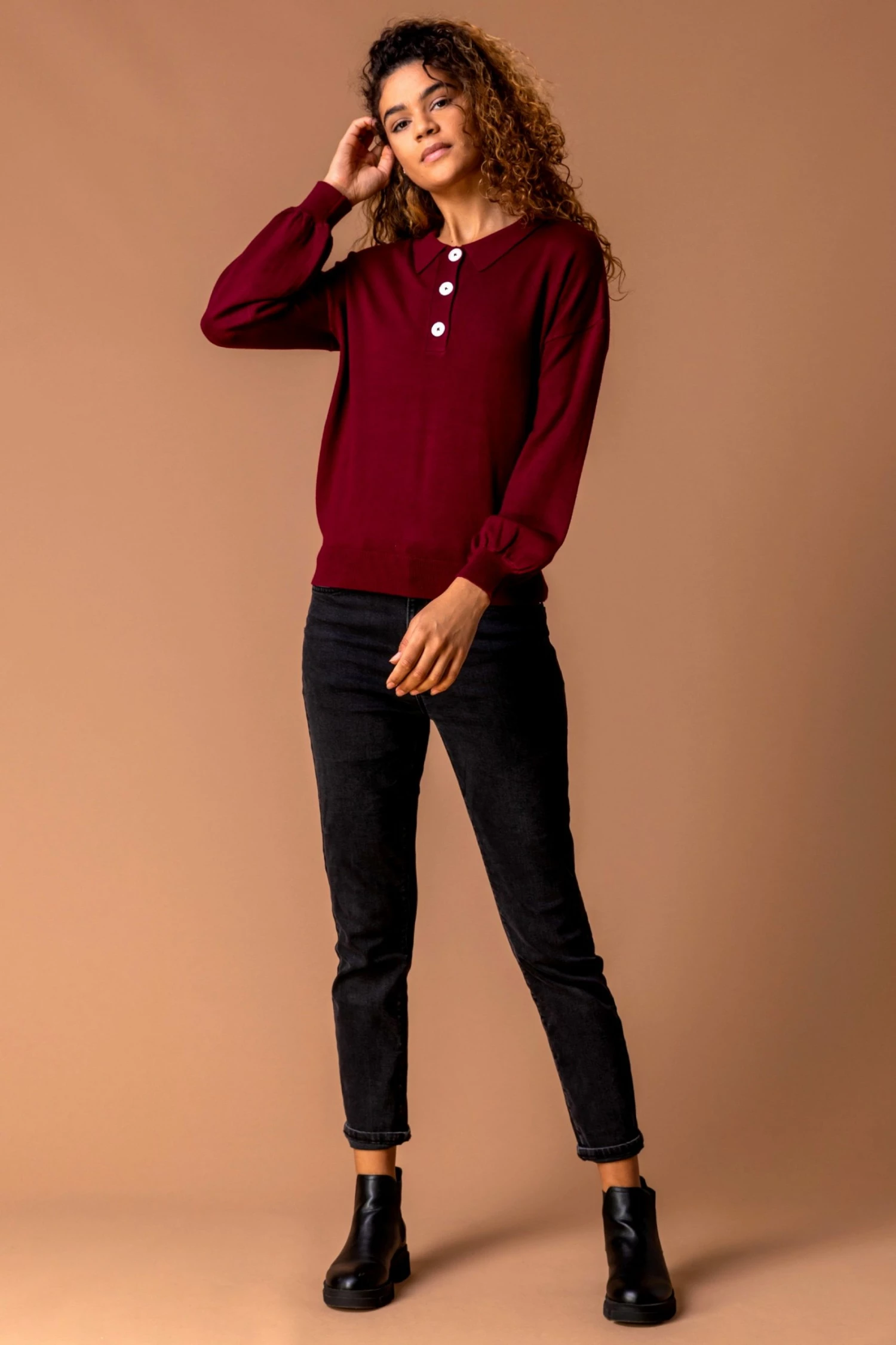 Roman Red Button Detail Polo Jumper 4 Roman Red Button Detail Polo Jumper - Image 2