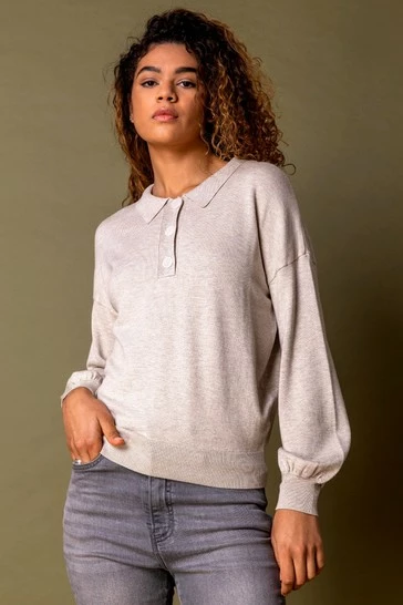 Roman Red Button Detail Polo Jumper 8 Roman Red Button Detail Polo Jumper - Image 6