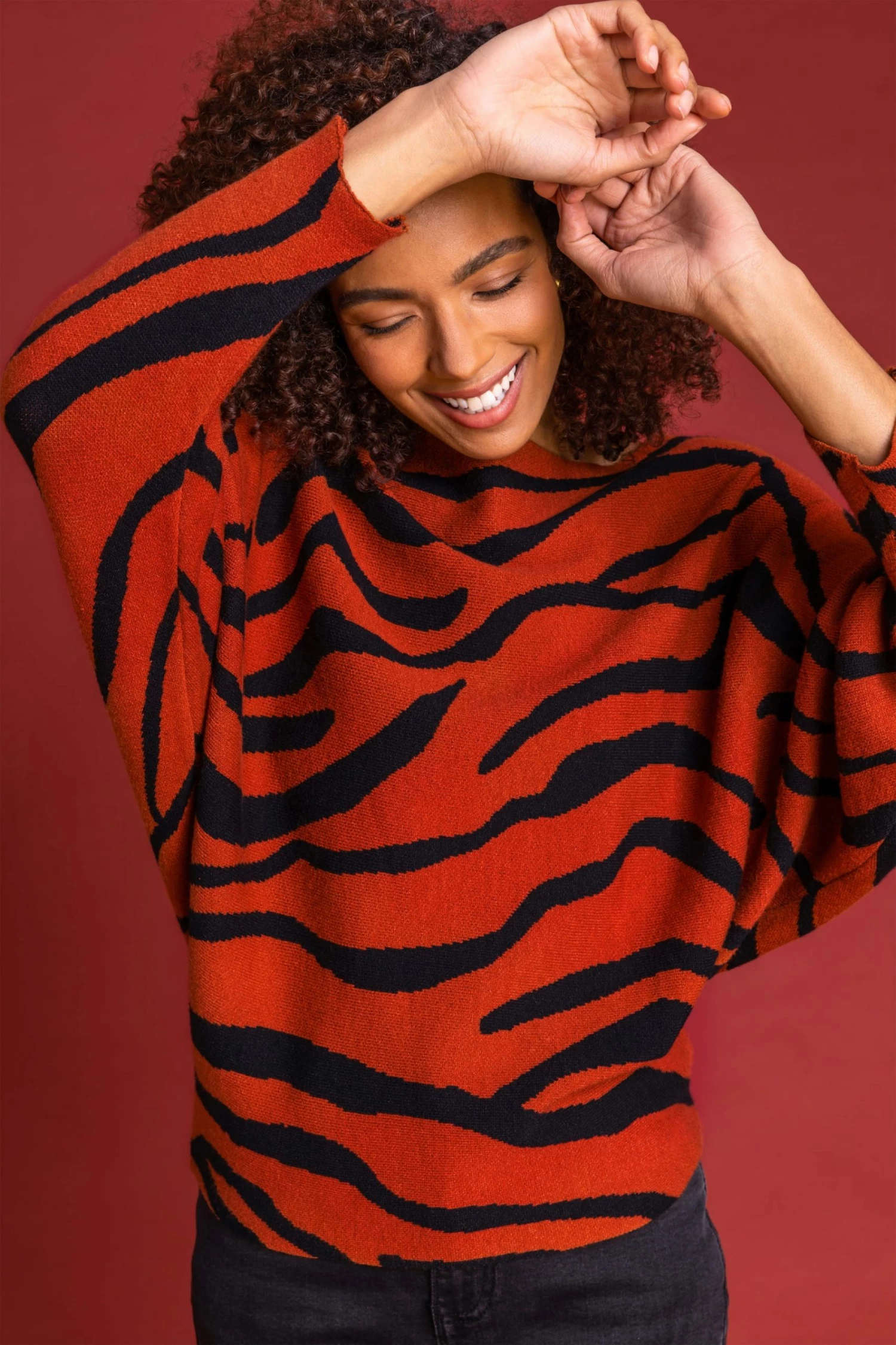 Roman Red Zebra Print Scoop Neck Jumper 4 Roman Red Zebra Print Scoop Neck Jumper - Image 2