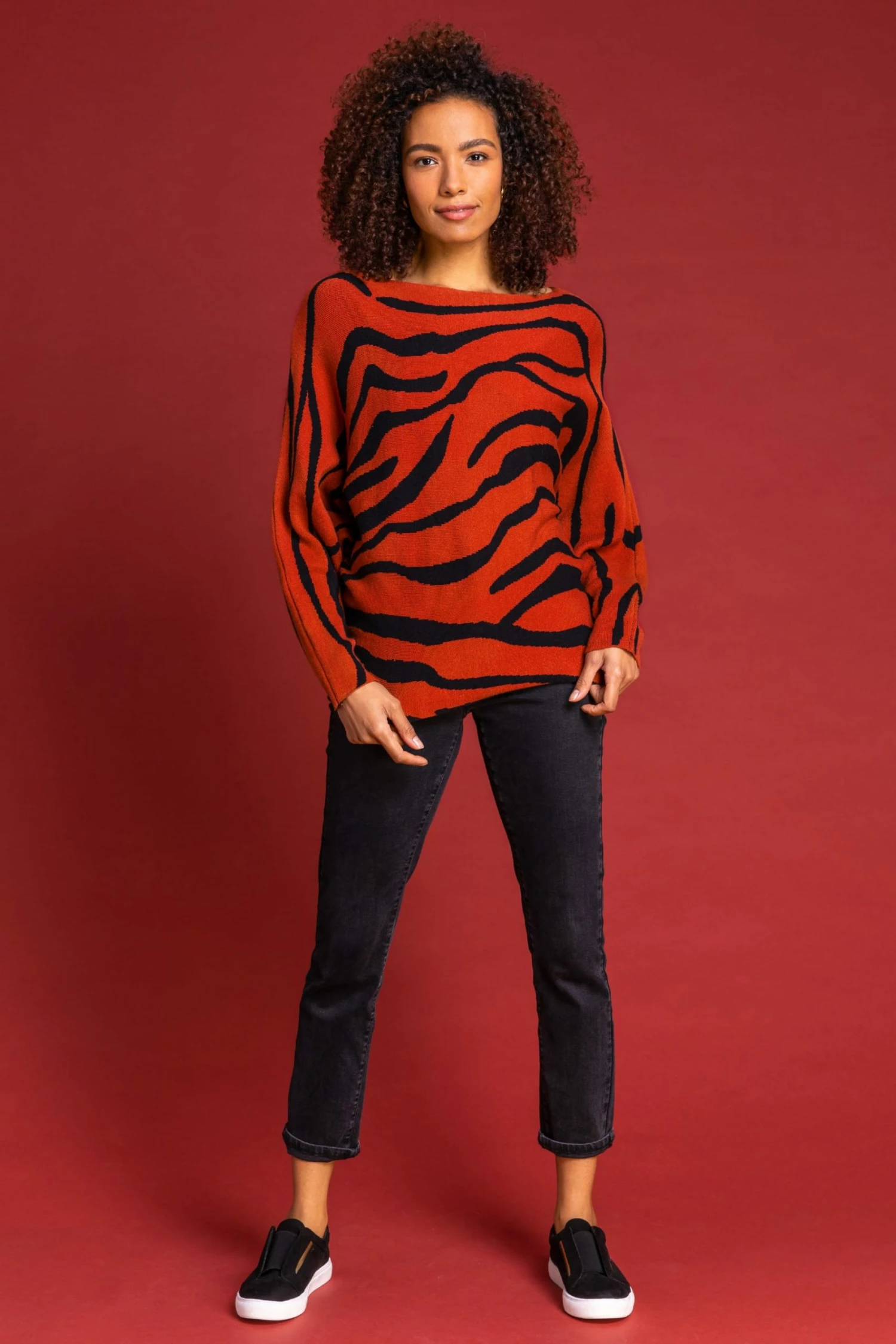 Roman Red Zebra Print Scoop Neck Jumper 5 Roman Red Zebra Print Scoop Neck Jumper - Image 3