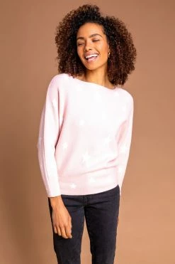 Roman Pink Star Print Scoop Neck Jumper