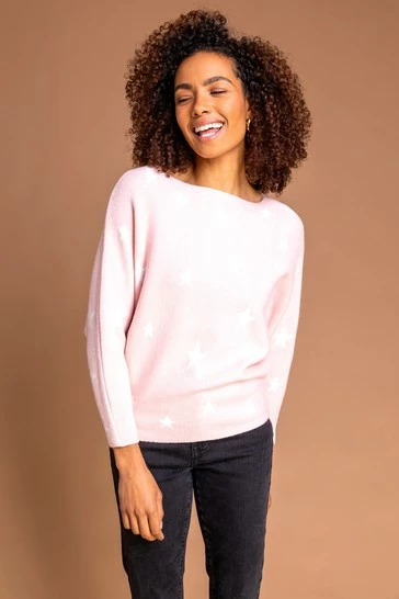 Roman Pink Star Print Scoop Neck Jumper 7 Roman Pink Star Print Scoop Neck Jumper - Image 5