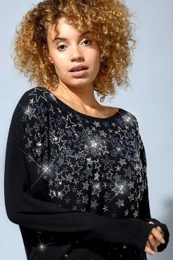 Roman Black Star Embellished Long Sleeve Jumper -Roman Sales Shop unnamed file 9390