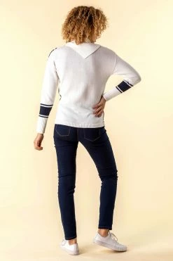 Roman Ivory Textured Knit Button Detail Stripe Jumper 9 Roman Ivory Textured Knit Button Detail Stripe Jumper -Roman Sales Shop unnamed file 9394