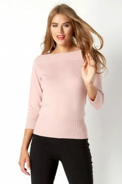 Roman Pink Slash Neck Jumper