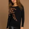 Roman Black Long Sleeve Sequin Leaf Jumper 2 Roman Black Long Sleeve Sequin Leaf Jumper -Roman Sales Shop unnamed file 9402