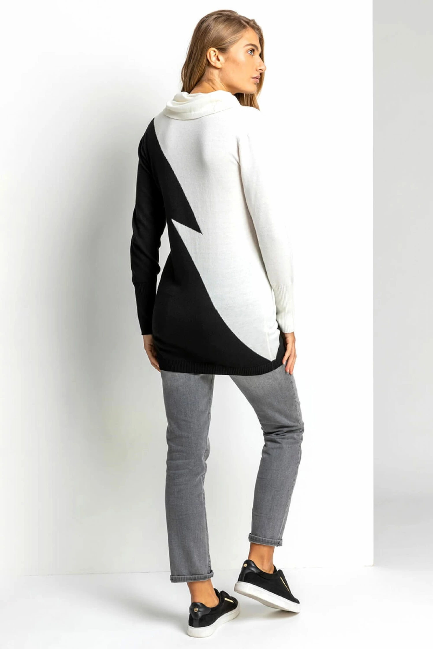 Roman Black Colour Block Longline Tunic Jumper 4 Roman Black Colour Block Longline Tunic Jumper - Image 2