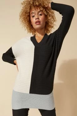 Roman Black Originals V Neck Colour Block Jumper