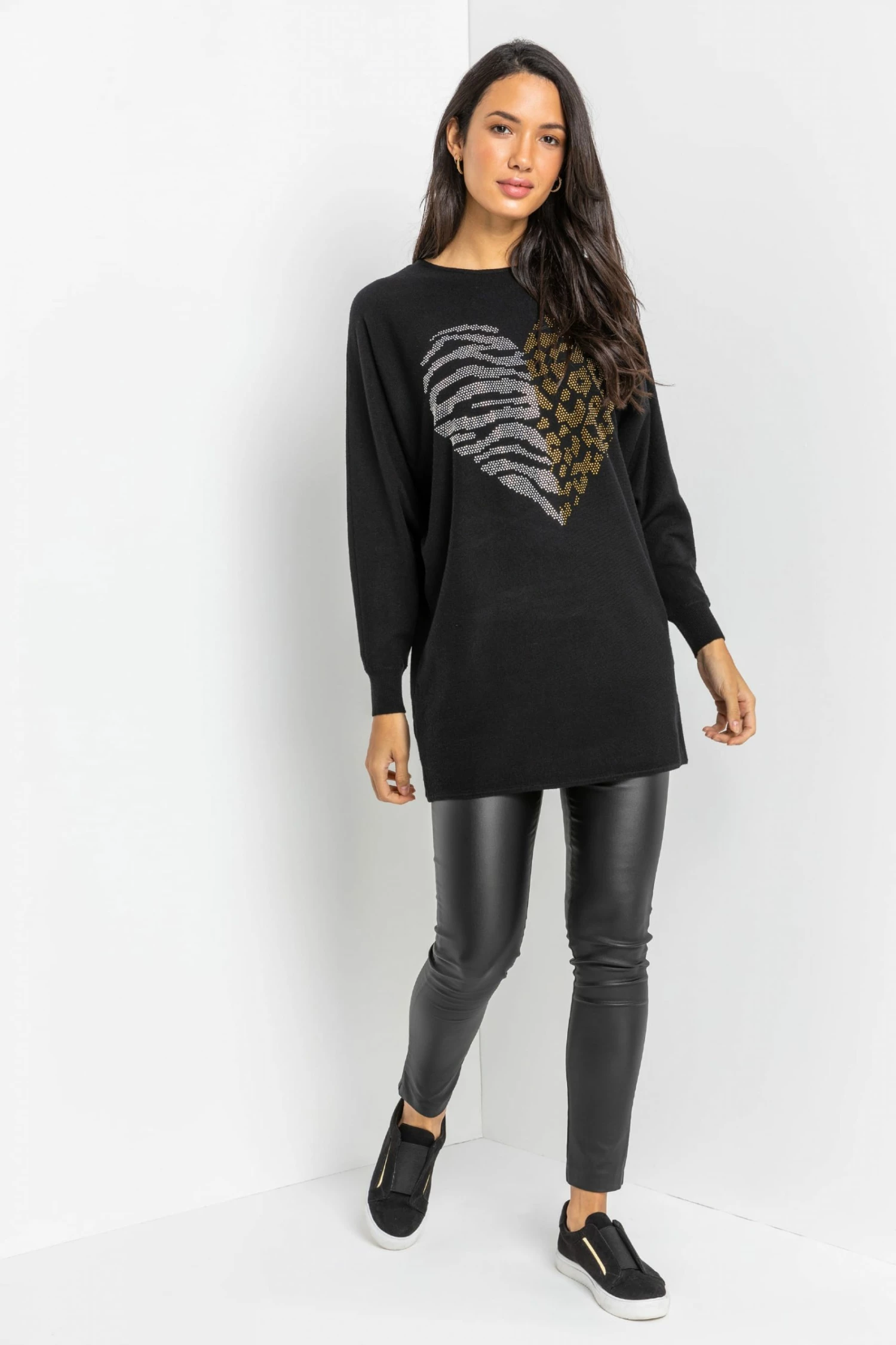 Roman Black Animal Embellished Heart Jumper 4 Roman Black Animal Embellished Heart Jumper - Image 2