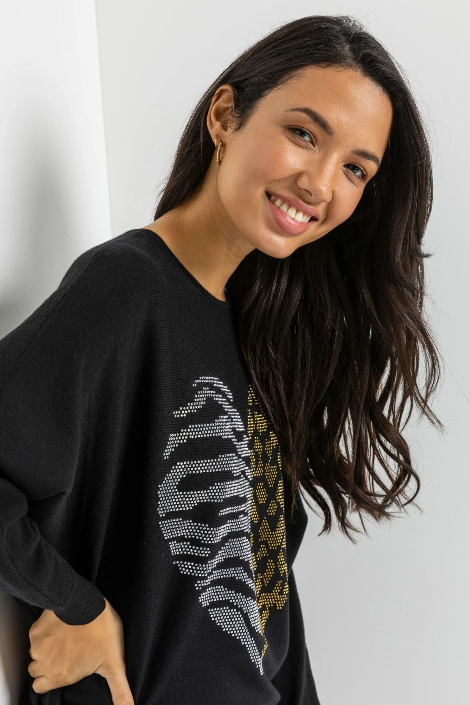 Roman Black Animal Embellished Heart Jumper 6 Roman Black Animal Embellished Heart Jumper - Image 4