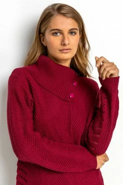 Roman Red Pointelle Sleeve Cowl Neck Jumper -Roman Sales Shop unnamed file 9429