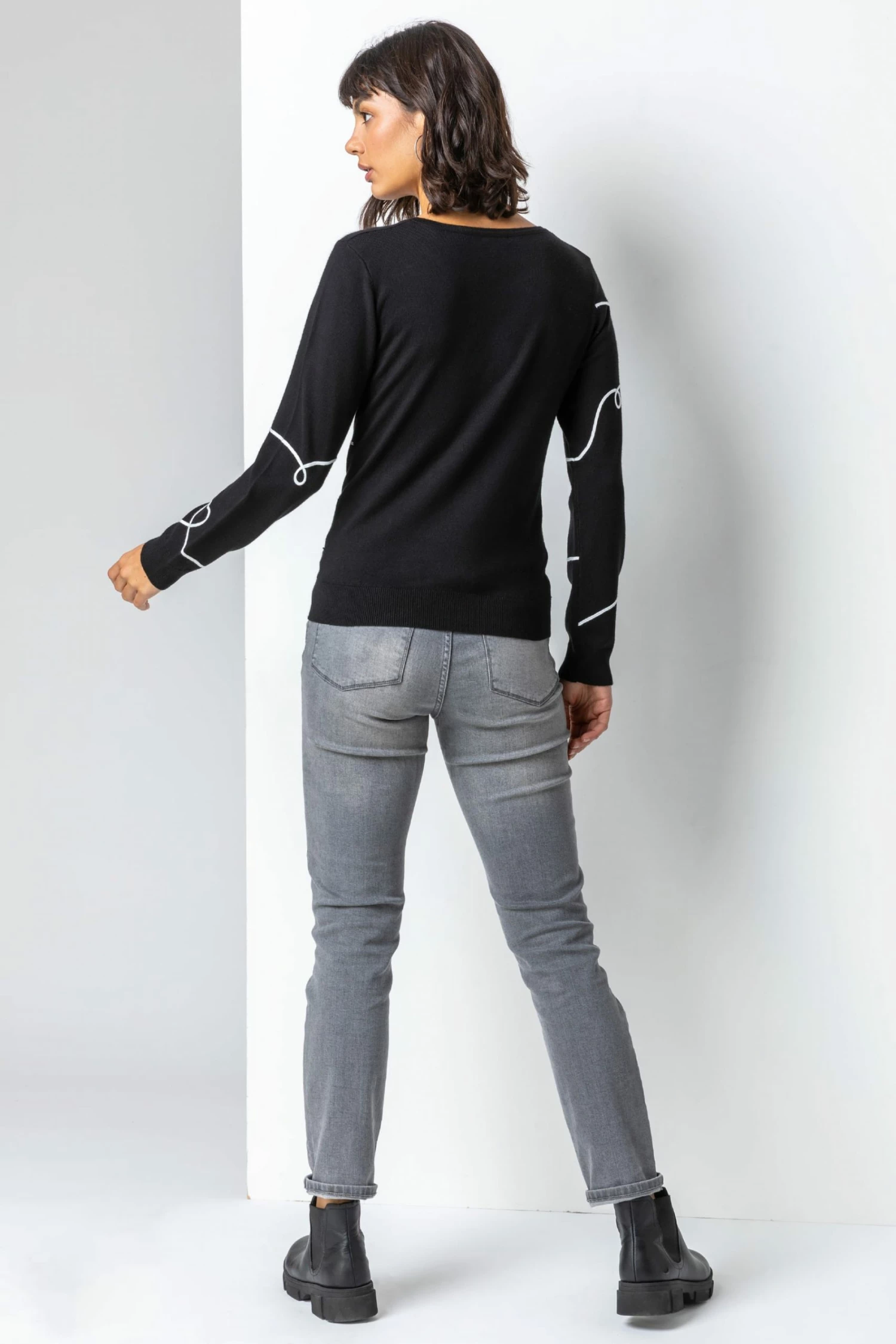 Roman Black Tape Heart Print Jumper 5 Roman Black Tape Heart Print Jumper - Image 3