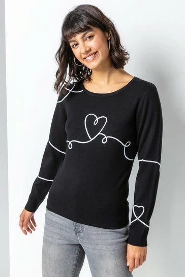 Roman Black Tape Heart Print Jumper 7 Roman Black Tape Heart Print Jumper - Image 5