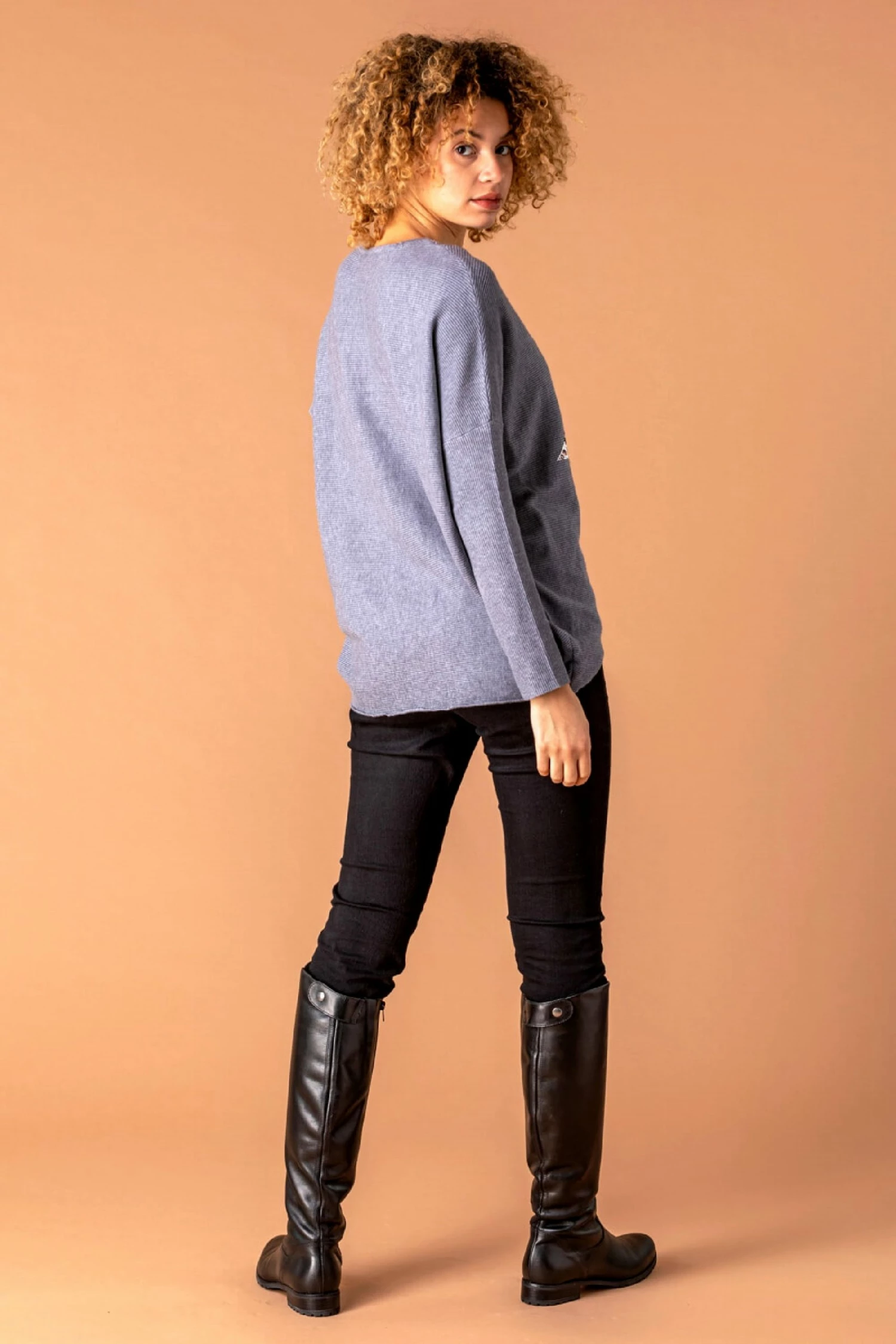 Roman Grey Animal Print Sparkle Star Jumper 5 Roman Grey Animal Print Sparkle Star Jumper - Image 3