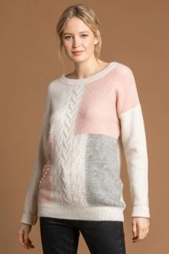 Roman Two Tone Colour Block Cable Knit Jumper -Roman Sales Shop unnamed file 9452