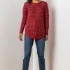Roman Red Curved Hem Stitch Detail Jumper